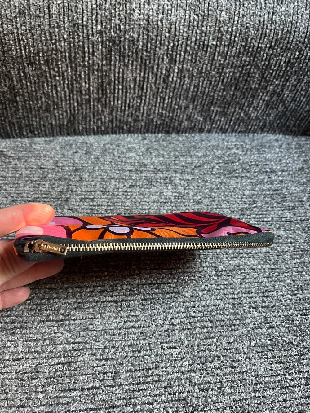 1970s Floral Satin clutch Purple & Orange Excellent condition!